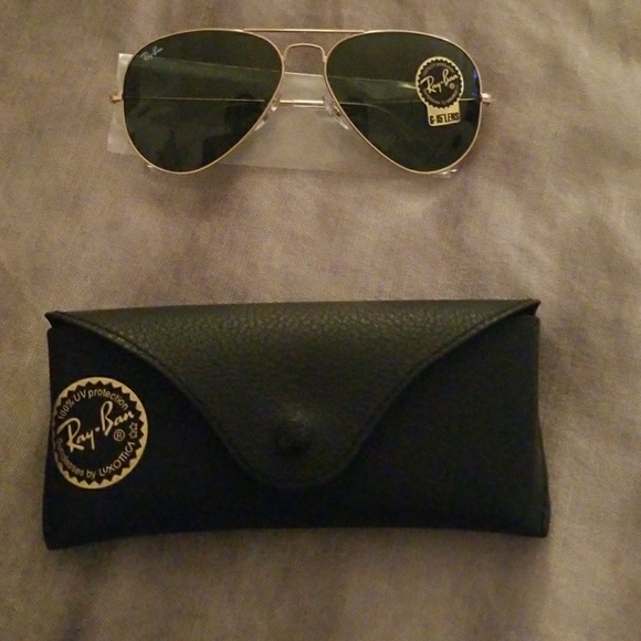 Ray-Ban Accessories - Ray ban gold aviator sunglasses new